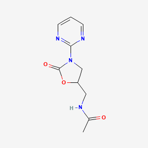 molecular formula C10H12N4O3 B15216522 N-{[2-Oxo-3-(pyrimidin-2-yl)-1,3-oxazolidin-5-yl]methyl}acetamide CAS No. 824933-24-6