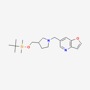 molecular formula C19H30N2O2Si B1521671 6-((3-((tert-Butyldimethylsilyloxy)methyl)-pyrrolidin-1-yl)methyl)furo[3,2-b]pyridine CAS No. 1188994-30-0