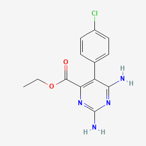 molecular formula C13H13ClN4O2 B15216883 Ethyl 2,6-diamino-5-(4-chlorophenyl)pyrimidine-4-carboxylate CAS No. 2762-38-1