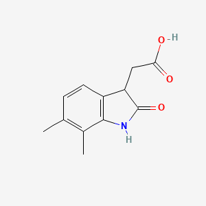 molecular formula C12H13NO3 B1521716 (6,7-二甲基-2-氧代-2,3-二氢-1H-吲哚-3-基)乙酸 CAS No. 915921-16-3