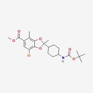 molecular formula C22H30BrNO6 B15217174 Methyl 7-bromo-2-(trans-4-((tert-butoxycarbonyl)amino)cyclohexyl)-2,4-dimethylbenzo[d][1,3]dioxole-5-carboxylate 