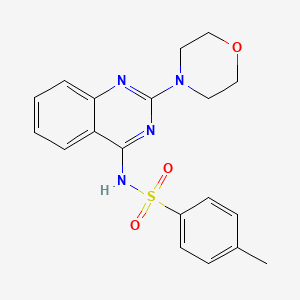molecular formula C19H20N4O3S B15217301 Benzenesulfonamide, 4-methyl-N-[2-(4-morpholinyl)-4-quinazolinyl]- CAS No. 61335-55-5