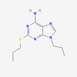 molecular formula C11H17N5S B15217343 9-propyl-2-(propylthio)-9H-purin-6-amine CAS No. 64542-92-3