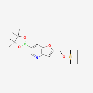 molecular formula C20H32BNO4Si B1521751 2-((tert-Butyldimethylsilyloxy)methyl)-6-(4,4,5,5-tetramethyl-1,3,2-dioxaborolan-2-yl)furo[3,2-b]pyridine CAS No. 1188927-49-2