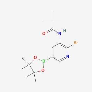 molecular formula C16H24BBrN2O3 B1521760 N-(2-Bromo-5-(4,4,5,5-tetramethyl-1,3,2-dioxaborolan-2-yl)pyridin-3-yl)pivalamide CAS No. 1309980-68-4