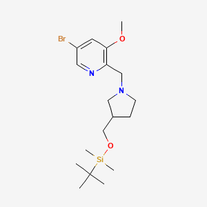 molecular formula C18H31BrN2O2Si B1521765 5-Bromo-2-((3-((tert-butyldimethylsilyloxy)methyl)pyrrolidin-1-yl)methyl)-3-methoxypyridine CAS No. 1186310-84-8