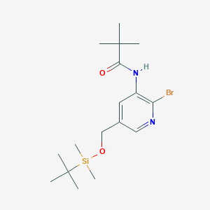 B1521774 N-(2-Bromo-5-((tert-butyldimethylsilyloxy)methyl)-pyridin-3-YL)pivalamide CAS No. 1171919-94-0