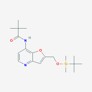 molecular formula C19H30N2O3Si B1521791 N-(2-((tert-Butyldimethylsilyloxy)methyl)-furo[3,2-b]pyridin-7-yl)pivalamide CAS No. 1171920-37-8