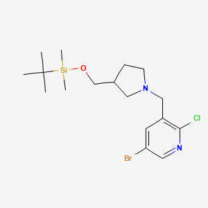 molecular formula C17H28BrClN2OSi B1521796 5-Bromo-3-((3-((tert-butyldimethylsilyloxy)methyl)pyrrolidin-1-yl)methyl)-2-chloropyridine CAS No. 1186311-13-6