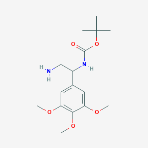 molecular formula C16H26N2O5 B1521814 tert-butyl N-[2-amino-1-(3,4,5-trimethoxyphenyl)ethyl]carbamate CAS No. 1082503-29-4