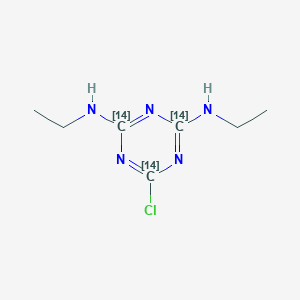 molecular formula C7H12ClN5 B152182 6-Chloro-2-N,4-N-diethyl-(2,4,6-14C3)1,3,5-triazine-2,4-diamine CAS No. 139429-39-3