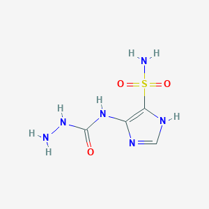 molecular formula C4H8N6O3S B15218722 Hydrazinecarboxamide, N-[5-(aminosulfonyl)-1H-imidazol-4-yl]- CAS No. 61006-91-5