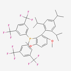 molecular formula C39H37F12O2P B1521970 Bis(3,5-bis(trifluoromethyl)phenyl)(2',4',6'-triisopropyl-3,6-dimethoxy-[1,1'-biphenyl]-2-yl)phosphine CAS No. 1160861-60-8