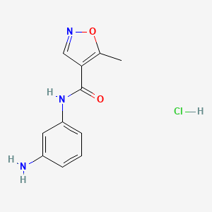 molecular formula C11H12ClN3O2 B1521982 N-(3-aminophenyl)-5-methyl-1,2-oxazole-4-carboxamide hydrochloride CAS No. 1181867-71-9