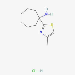 molecular formula C11H19ClN2S B1522001 1-(4-Methyl-1,3-thiazol-2-yl)cycloheptan-1-amine hydrochloride CAS No. 1193390-45-2