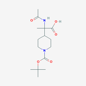 molecular formula C15H26N2O5 B1522007 2-乙酰氨基-2-(1-(叔丁氧羰基)哌啶-4-基)丙酸 CAS No. 1189950-95-5
