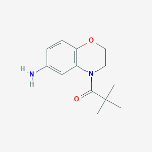 molecular formula C13H18N2O2 B1522008 1-(6-amino-3,4-dihydro-2H-1,4-benzoxazin-4-yl)-2,2-dimethylpropan-1-one CAS No. 1193387-38-0