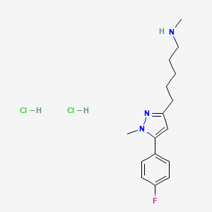 molecular formula C16H24Cl2FN3 B1522010 {5-[5-(4-fluorophenyl)-1-methyl-1H-pyrazol-3-yl]pentyl}(methyl)amine dihydrochloride CAS No. 1193389-57-9