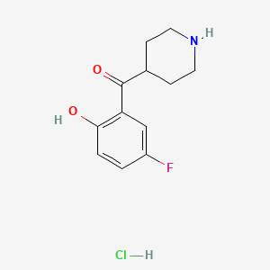 molecular formula C12H15ClFNO2 B1522048 (5-Fluoro-2-hydroxyphenyl)(piperidin-4-yl)methanone hydrochloride CAS No. 1182284-28-1