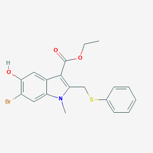 molecular formula C19H18BrNO3S B152205 Ethyl 6-bromo-5-hydroxy-1-methyl-2-(phenylsulfanylmethyl)indole-3-carboxylate CAS No. 131707-24-9