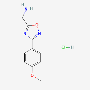 molecular formula C10H12ClN3O2 B1522073 (3-(4-Methoxyphenyl)-1,2,4-oxadiazol-5-yl)methanamine hydrochloride CAS No. 1179376-95-4
