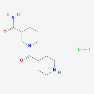 molecular formula C12H22ClN3O2 B1522114 1-(哌啶-4-基甲酰)哌啶-3-甲酰胺盐酸盐 CAS No. 1197652-13-3