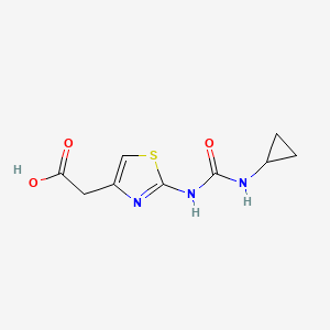 molecular formula C9H11N3O3S B1522123 2-{2-[(Cyclopropylcarbamoyl)amino]-1,3-thiazol-4-yl}acetic acid CAS No. 1193387-86-8