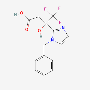 molecular formula C14H13F3N2O3 B1522143 3-(1-benzyl-1H-imidazol-2-yl)-4,4,4-trifluoro-3-hydroxybutanoic acid CAS No. 1197579-69-3