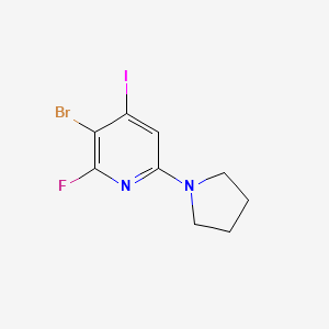 3-Bromo-2-fluoro-4-iodo-6-(pyrrolidin-1-YL)-pyridine