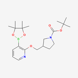 molecular formula C21H33BN2O5 B1522250 tert-Butyl 3-((3-(4,4,5,5-tetramethyl-1,3,2-dioxaborolan-2-yl)pyridin-2-yloxy)methyl)pyrrolidine-1-carboxylate CAS No. 1310404-72-8