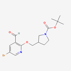 Tert-butyl 3-((5-bromo-3-formylpyridin-2-yloxy)-methyl)pyrrolidine-1-carboxylate