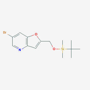 molecular formula C14H20BrNO2Si B1522277 6-Bromo-2-((tert-butyldimethylsilyloxy)methyl)-furo[3,2-b]pyridine CAS No. 1171920-23-2