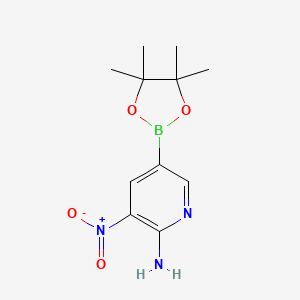 molecular formula C11H16BN3O4 B1522287 3-Nitro-5-(4,4,5,5-tetramethyl-1,3,2-dioxaborolan-2-yl)pyridin-2-amine CAS No. 1032758-80-7