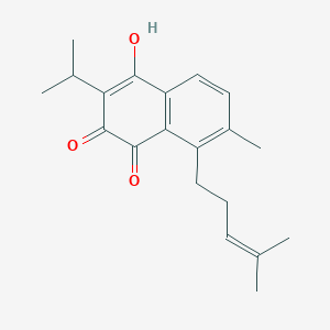 molecular formula C20H24O3 B152236 4-Hydroxy-7-methyl-8-(4-methylpent-3-enyl)-3-propan-2-ylnaphthalene-1,2-dione CAS No. 142763-37-9