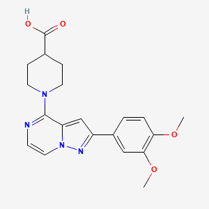 molecular formula C20H22N4O4 B1522363 1-[2-(3,4-Dimethoxyphenyl)pyrazolo[1,5-a]pyrazin-4-yl]piperidine-4-carboxylic acid CAS No. 1111058-13-9