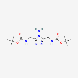 molecular formula C14H26N6O4 B1522368 tert-butyl N-{[4-amino-5-({[(tert-butoxy)carbonyl]amino}methyl)-4H-1,2,4-triazol-3-yl]methyl}carbamate CAS No. 1253420-36-8