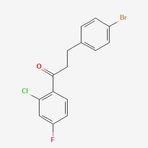 molecular formula C15H11BrClFO B1522376 3-(4-Bromophenyl)-1-(2-chloro-4-fluorophenyl)propan-1-one CAS No. 898761-80-3
