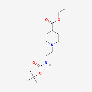 molecular formula C15H28N2O4 B1522392 Ethyl 1-{2-[(tert-butoxycarbonyl)amino]ethyl}-4-piperidinecarboxylate CAS No. 1221791-66-7