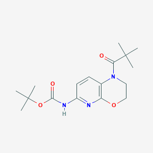 molecular formula C17H25N3O4 B1522419 tert-Butyl (1-pivaloyl-2,3-dihydro-1H-pyrido[2,3-b][1,4]oxazin-6-yl)carbamate CAS No. 1246088-45-8