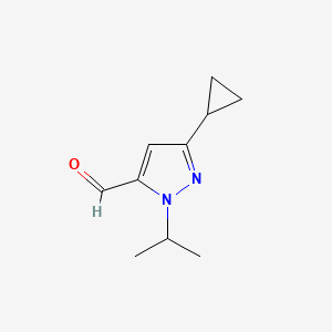 molecular formula C10H14N2O B1522428 3-Cyclopropyl-1-isopropyl-1H-pyrazole-5-carbaldehyde CAS No. 1245772-42-2
