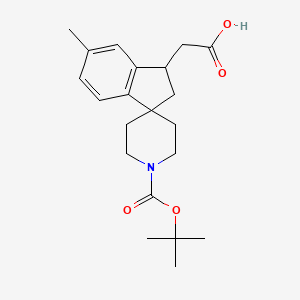 molecular formula C21H29NO4 B1522430 2-(1'-(tert-Butoxycarbonyl)-5-methyl-2,3-dihydrospiro[indene-1,4'-piperidin]-3-yl)acetic acid CAS No. 1160247-57-3