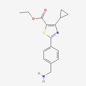 molecular formula C16H18N2O2S B15224360 Ethyl 2-(4-(aminomethyl)phenyl)-4-cyclopropylthiazole-5-carboxylate 