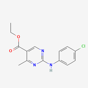 molecular formula C14H14ClN3O2 B1522488 Ethyl 2-[(4-chlorophenyl)amino]-4-methylpyrimidine-5-carboxylate CAS No. 1256627-71-0