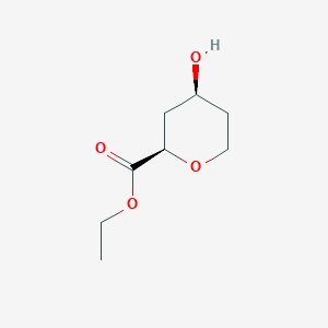 molecular formula C8H14O4 B15225474 Ethyl (2R,4S)-4-hydroxytetrahydro-2H-pyran-2-carboxylate 
