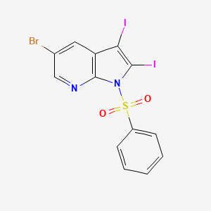 molecular formula C13H7BrI2N2O2S B1522554 5-Bromo-2,3-diiodo-1-(phenylsulfonyl)-1H-pyrrolo[2,3-b]pyridine CAS No. 1299607-59-2