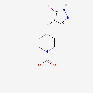 molecular formula C14H22IN3O2 B15226115 tert-Butyl 4-((3-iodo-1H-pyrazol-4-yl)methyl)piperidine-1-carboxylate 