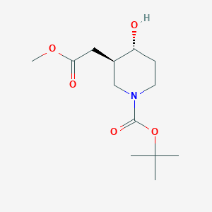 molecular formula C13H23NO5 B15226694 tert-Butyl (3R,4R)-4-hydroxy-3-(2-methoxy-2-oxoethyl)piperidine-1-carboxylate 