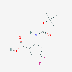 molecular formula C11H17F2NO4 B15226827 2-((tert-Butoxycarbonyl)amino)-4,4-difluorocyclopentane-1-carboxylic acid 