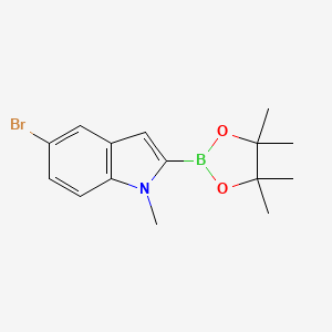 molecular formula C15H19BBrNO2 B1522688 5-Bromo-1-methyl-2-(4,4,5,5-tetramethyl-1,3,2-dioxaborolan-2-YL)-1H-indole CAS No. 1192037-87-8