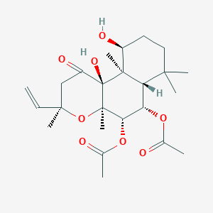 molecular formula C24H36O8 B015228 [(3R,4aR,5S,6S,6aS,10S,10aR,10bS)-5-acetyloxy-3-ethenyl-10,10b-dihydroxy-3,4a,7,7,10a-pentamethyl-1-oxo-5,6,6a,8,9,10-hexahydro-2H-benzo[f]chromen-6-yl] acetate CAS No. 81873-08-7